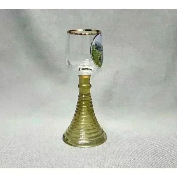 Vintage Heidelberg Skyline Souvenir Roemer Shot Glass Roman Glass Beehive Stem - Picture 4 of 6